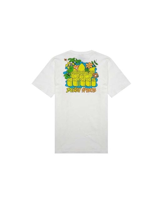 Adidas White Originals Graphic Stoked Fish Flowers T-Shirt Multi-Color' for men