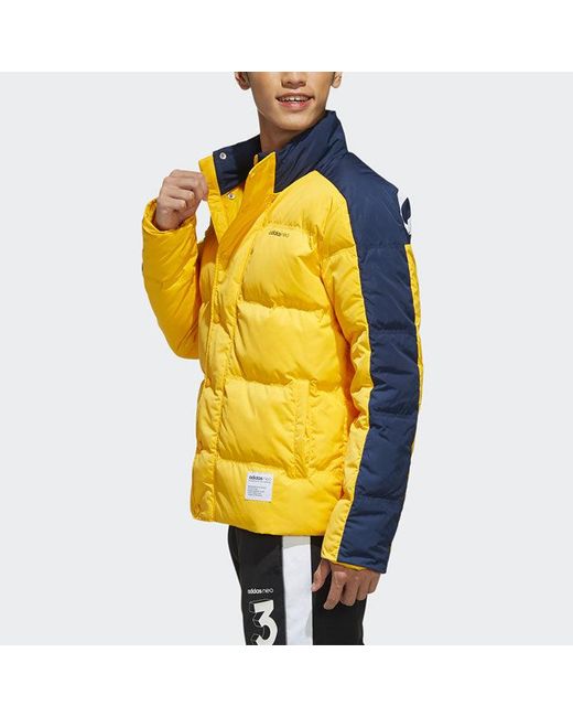 Adidas Yellow Neo Casual Sports Outdoor Windproof Stay Warm Down Jacket for men