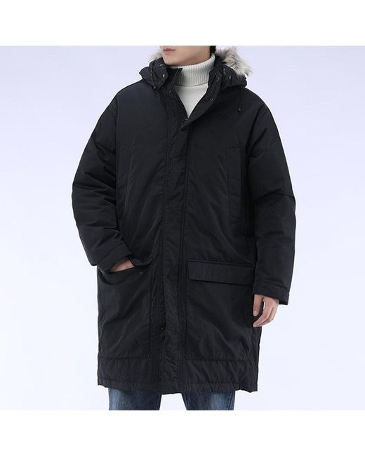 Adidas Blue Originals Down Fur Parka Casual Sports Stay Warm Hooded Down Jacket for men