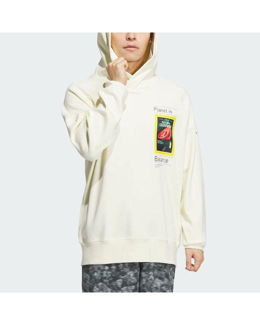 Adidas White X National Geographic Dwr Graphic Hoodie Asia Sizing for men