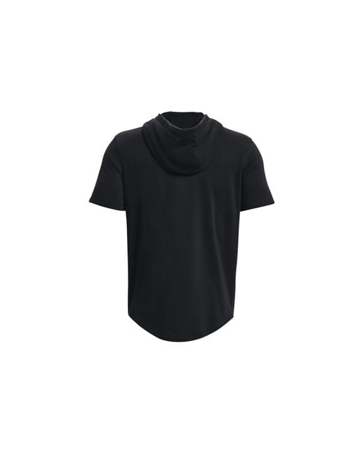 Under Armour Black Project Rock Terry Short Sleeve Hoodie for men