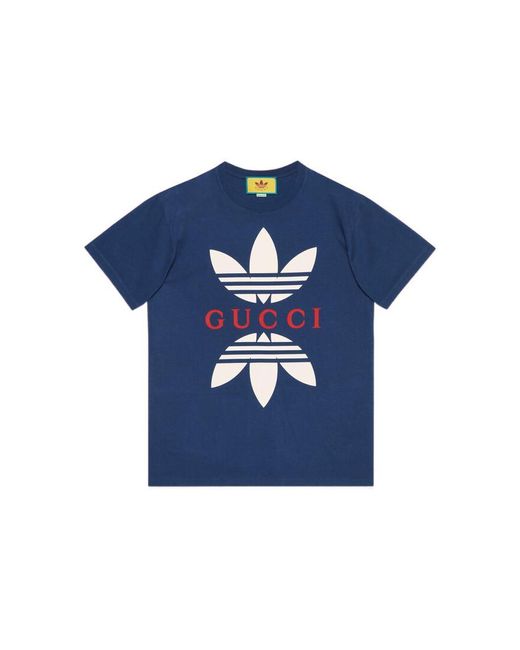 Gucci Blue X Adidas Cotton Jersey T-shirt for men