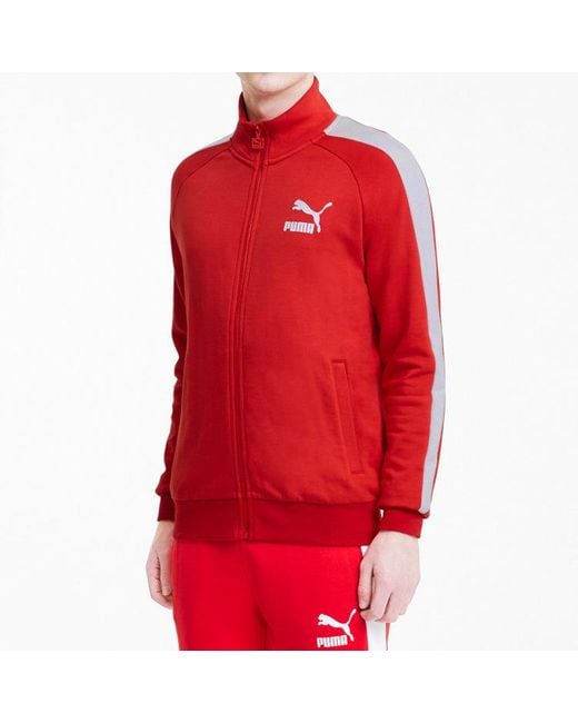 PUMA Red Iconic T7 Track Top Ft Knit Jacket for men