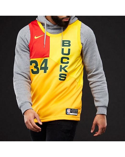 Nike Orange Giannis Antetokounmpo City Edition Milwaukee Bucks Swingman Jersey for men