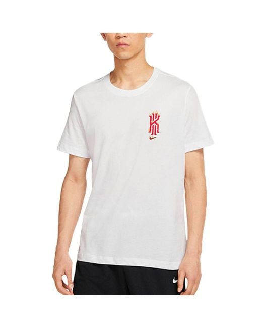 Nike White Dri-Fit Kyrie Kyrie Irving Printing Round Neck Sports Short Sleeve for men