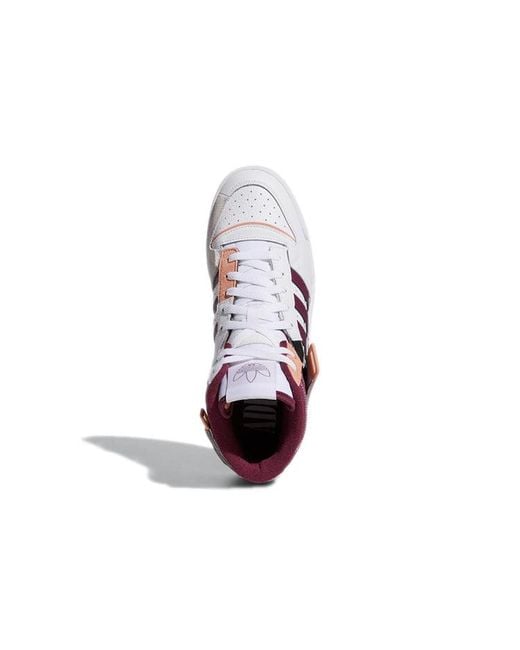 Adidas White Forum Exhibit Mid Victory Crimson' for men