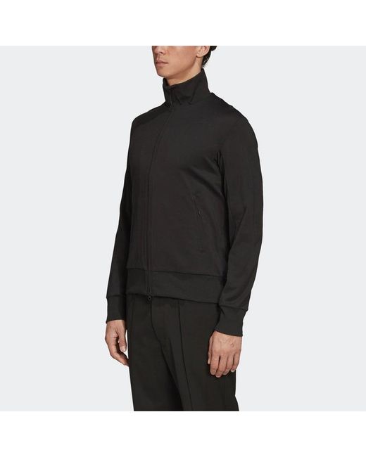 Adidas Black Y-3 Printing Logo Stand Collar Zipper Long Sleeves Jacket for men