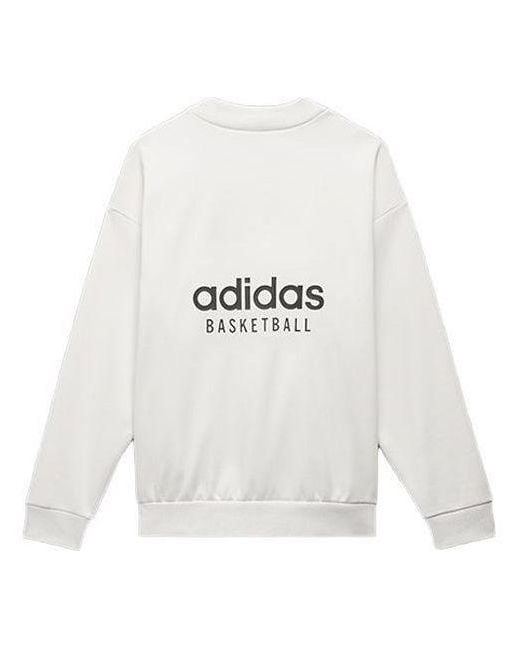 Adidas White Basketball Crew Sweatshirt for men