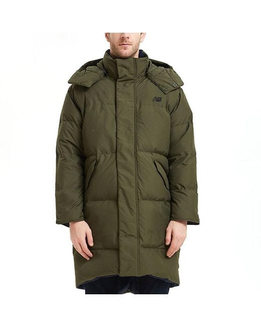 New Balance Green Two Sides Long Puffer Jacket for men