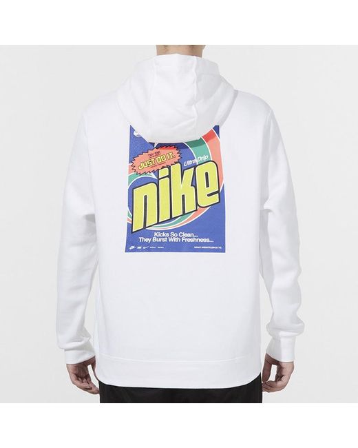 Nike White Sportswear Keep It Clean Casual Sports Pullover Fleece Lined for men