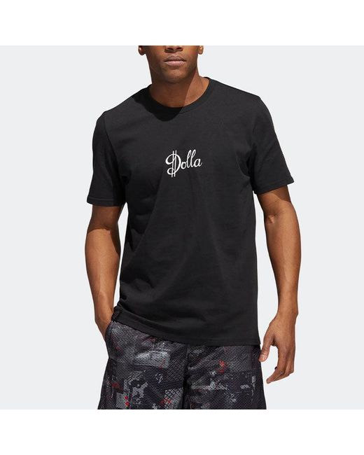 Adidas Black Alphabet Printing Sports Round Neck Short Sleeve T-Shirt for men