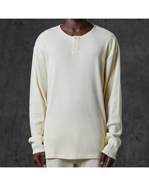 Fear Of God White Fw20 Thermal Long Sleeve Henley Tee 'Cream' for men