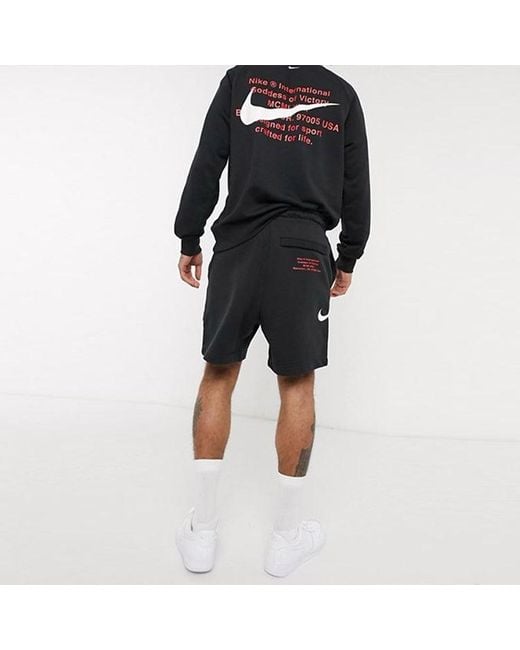 Nike Black Swoosh French Terry Short Alphabet Printing Casual Sports Shorts for men