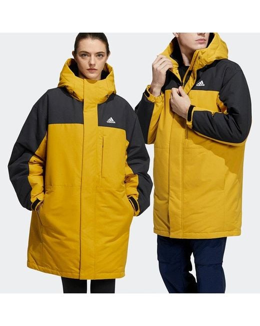 Adidas Yellow Outdoor Stay Warm Down Jacket Couple Style Color