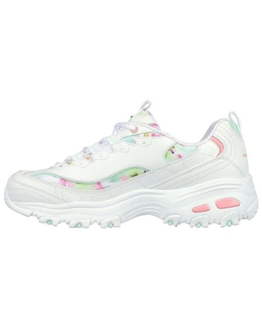 Skechers White (Wmns) D'Lites Blooming Fields Sneakers Multi'