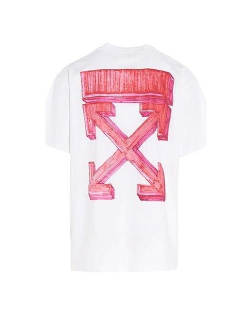 Off-White c/o Virgil Abloh White Back Arrow Printing Pattern Round Neck Short Sleeve Loose Fit for men