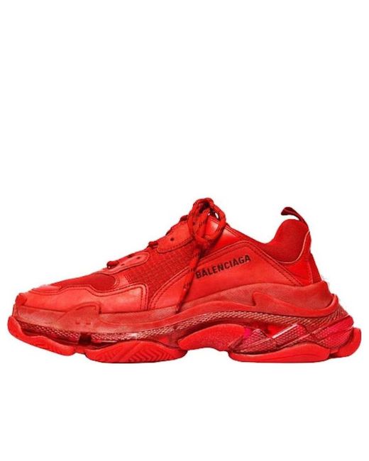 Balenciaga Red Triple S Clear Sole Sneaker for men