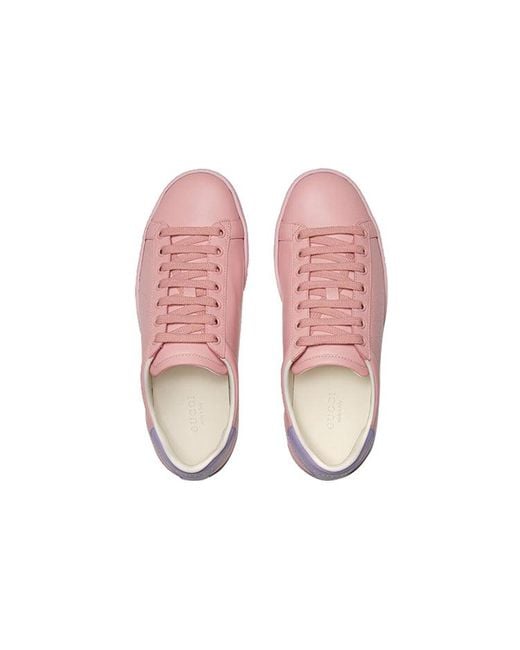 Gucci Pink Women's New Ace Perforated Leather Trainers