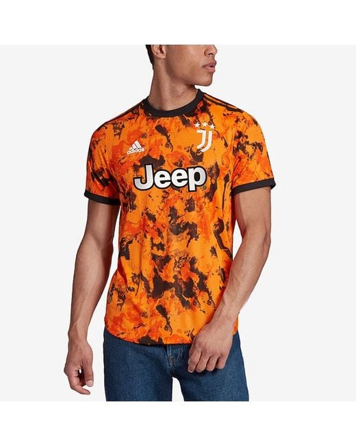 Adidas Orange Au Player Edition 20-21 Season Juventus Away Soccer/Football Sports Patchwork Print Short Sleeve for men