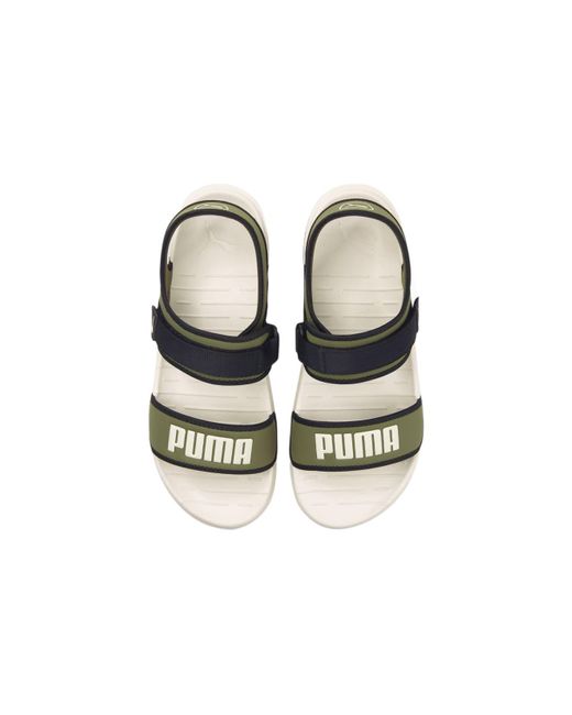 PUMA White Softride Slide Dark Moss'