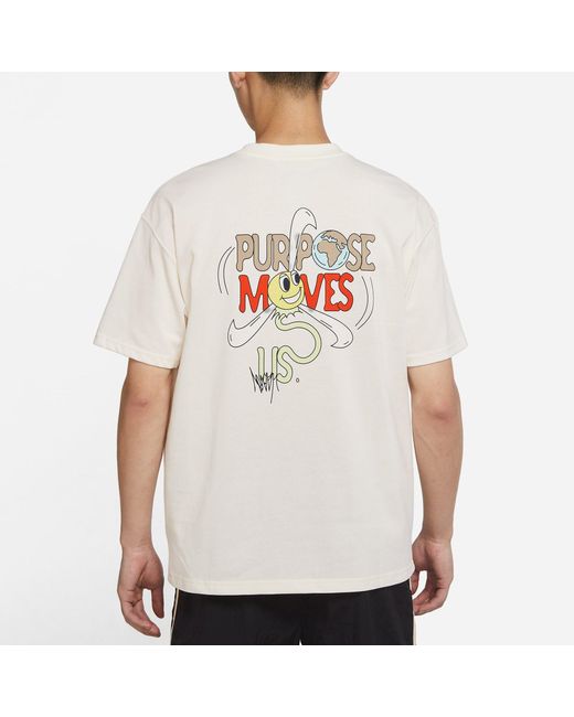 Nike White Sportswear Tee M2Z Purpose Leisure Sports Round Collarletter Print Short Sleeve for men