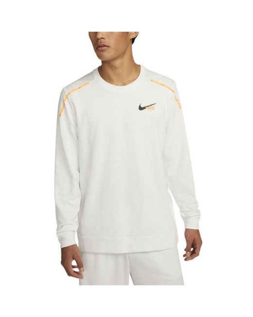 Nike White Dry-Fit Dye Fleece Graphic Sweatshirt for men