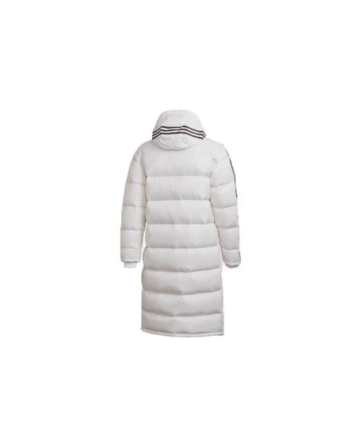 Adidas Gray Originals Long Down Jkt Stay Warm Sports Hooded Down Jacket for men