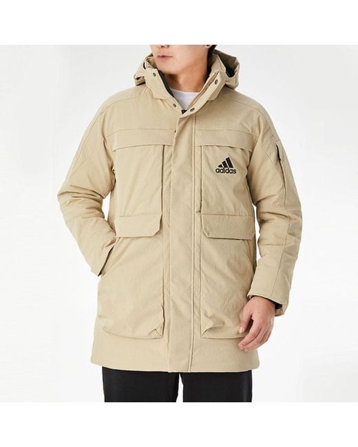 Adidas Natural Big Pocket Pk Stay Warm Mid-Length Cargo Down Jacket for men