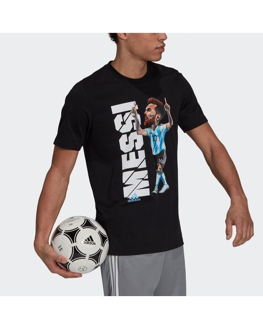 Adidas Black Messi Icon T M Soccer/Football Sports Short Sleeve for men