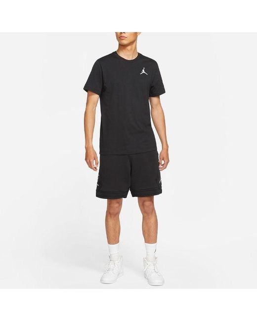 Nike Black Jumpman Logo Embroidered Sports Round Neck Short Sleeve for men