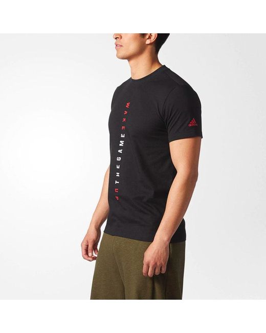 Adidas Black Adi Slgn Tee Alphabet Printing Casual Round Neck Short Sleeve for men
