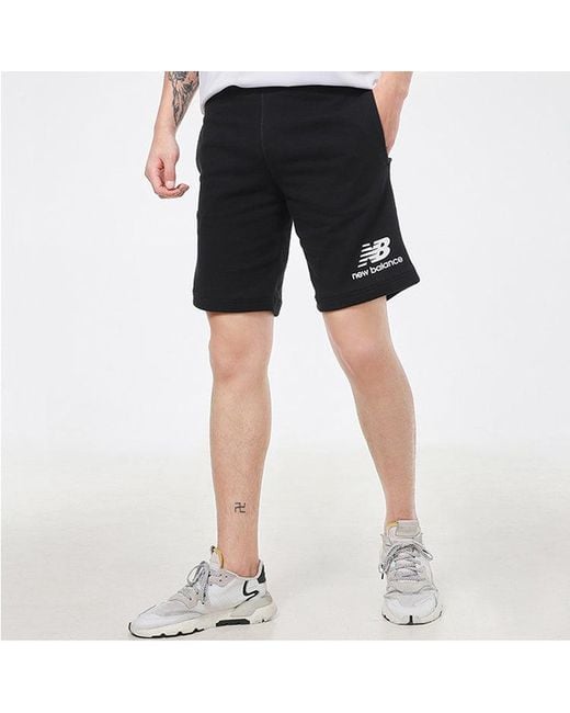 New Balance Blue Essentials Stacked Logo Shorts for men