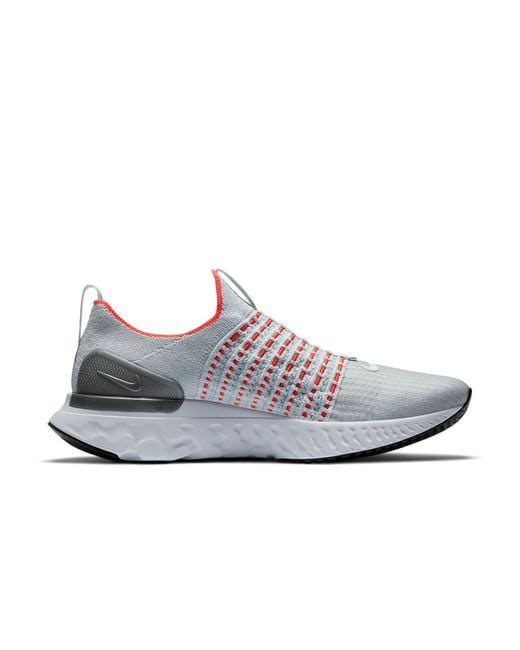 Nike Gray React Phantom Run Flyknit 2 'Pure Platinum' for men