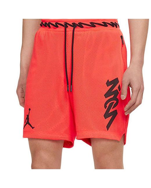 Nike Orange Dri-Fit Zion Mesh Basketball Sports Alphabet Printing Quick Dry Breathable Shorts for men