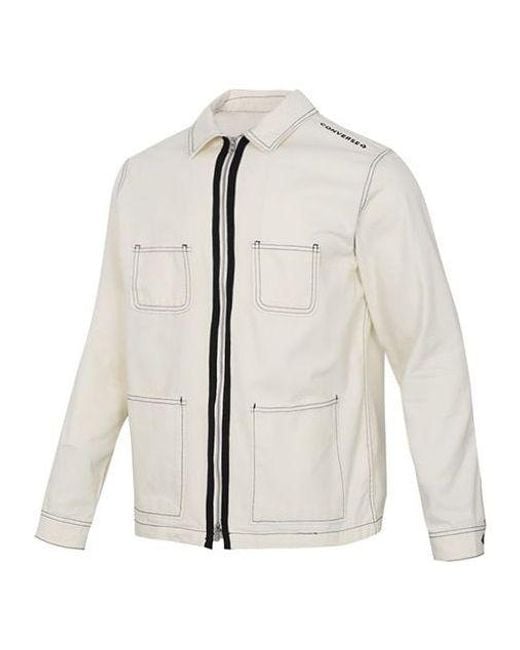 Converse White Pocket Woven Long Sleeves Jacket for men