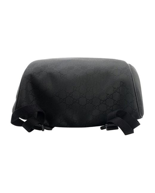 Gucci Black Logo Leather Logo Nylon Large Capacity Schoolbag Backpack