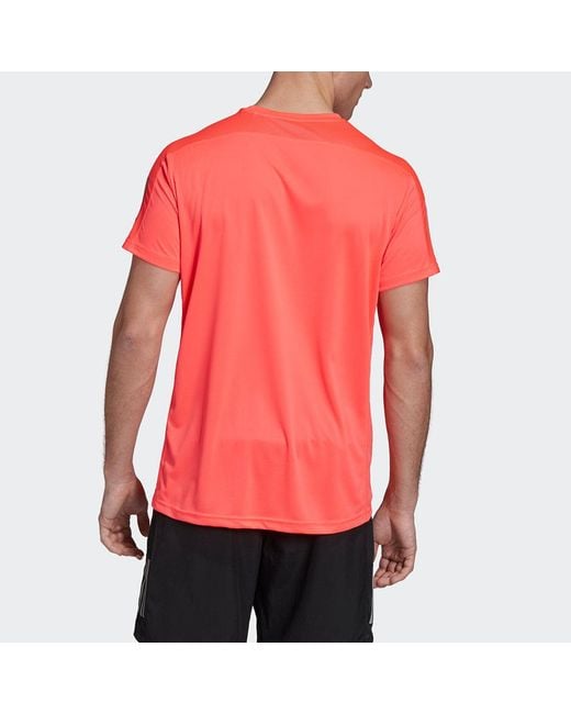 Adidas Pink Own The Run Tee Running Sports Reflective Stripe Round Neck Short Sleeve for men
