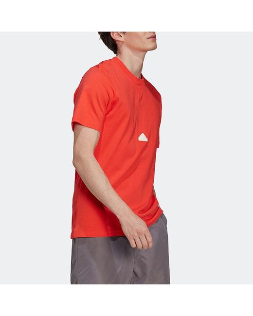 Adidas Red Ss22 Logo Printing Pullover Short Sleeve T-Shirt for men