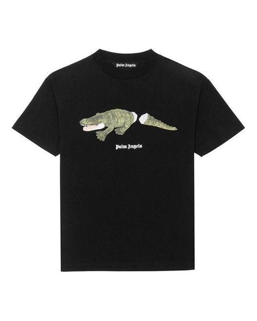 Palm Angels Black Printing Round Neck T-Shirt for men