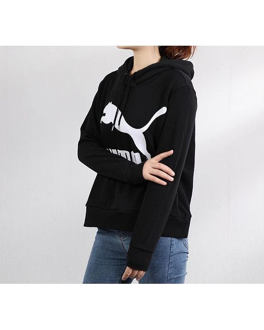 PUMA Black (Wmns) Classics Logo Hoody Knitting Pullover Fleece