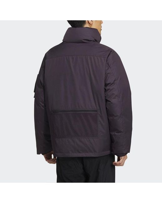 Adidas Blue Originals Premium Jkt 1 Stay Warm Woven Reversible Cargo Stand Collar Sports Down Jacket for men