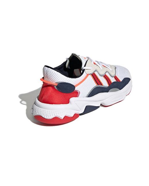 Adidas White Ozweego Low Tops Sports Shoe Sports Red for men