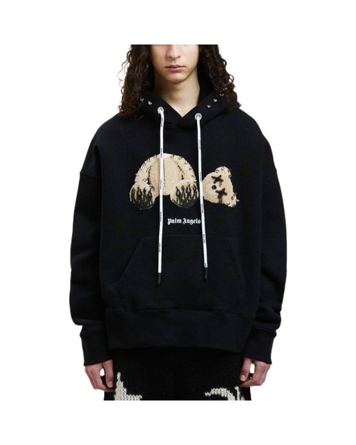Palm Angels Black Fw22 Punk Bear Hoodie for men