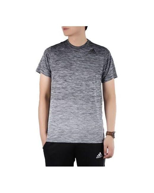 Adidas Gray Gradient Tee Training Sports Round Neck Pullover Short Sleeve Metallic for men