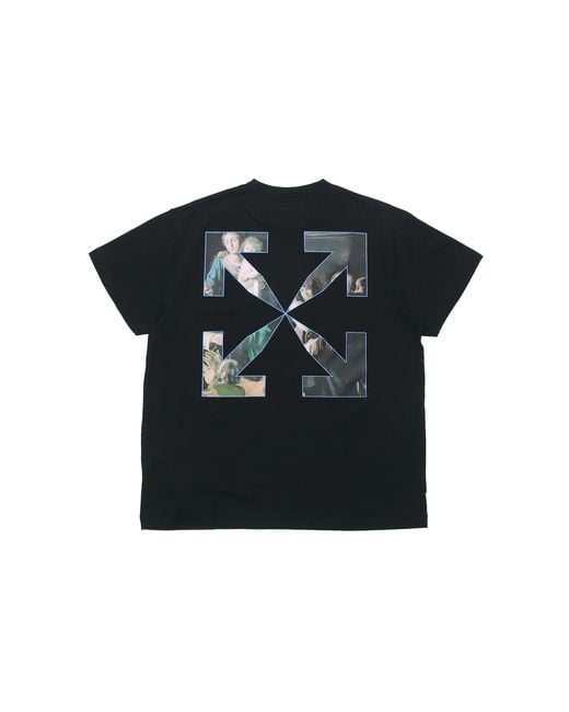 Off-White c/o Virgil Abloh Black Caravaggio Painting Pattern Solid Color Short Sleeve Loose Fit for men