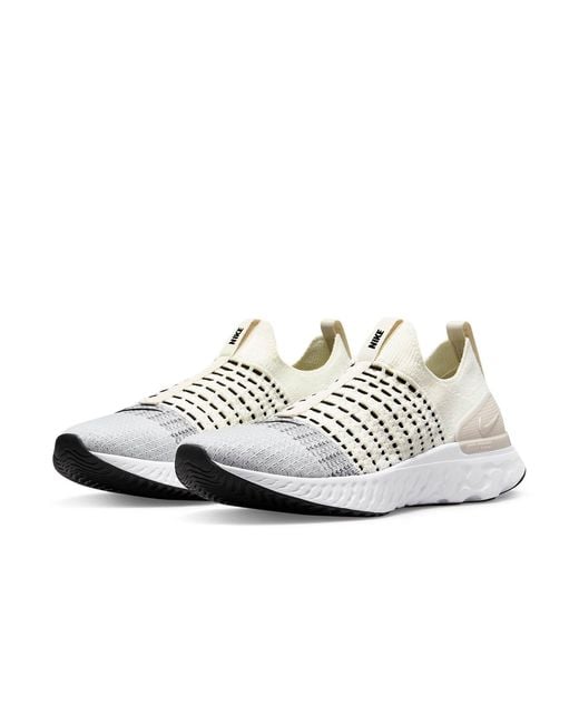 Nike White React Phantom Run Flyknit 2 Road Running Shoes for men