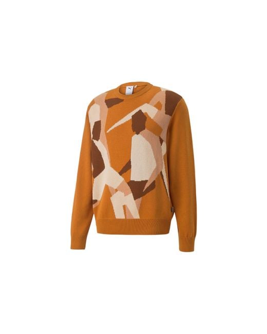PUMA Brown Players Lounge Knit Crew Neck for men