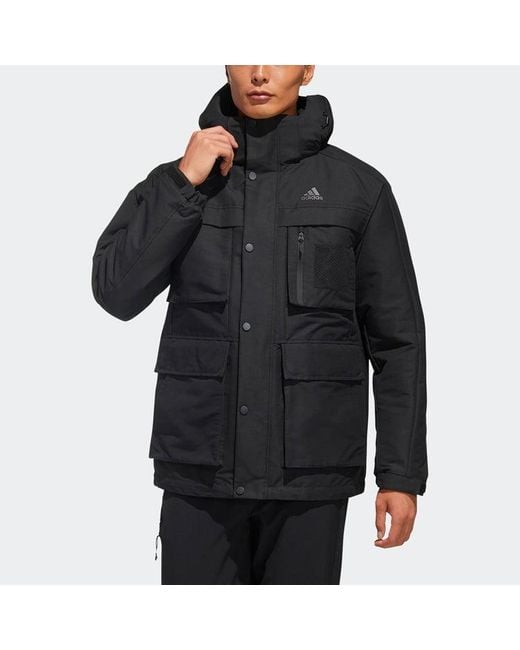 Adidas Blue 3In1 Down Jkt Multiple Pockets Outdoor Sports Detachable Hooded Down Jacket for men