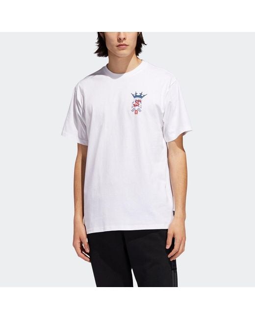 Adidas White Originals Wehaultee Skateboard Printing Sports Round Neck Short Sleeve for men