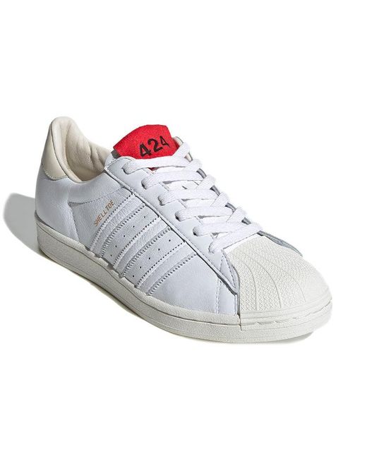 Adidas White 424 X Superstar Shell Toe Scarlet' for men